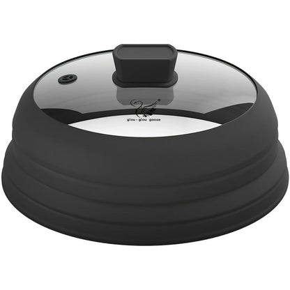 Collapsible Microwave Cover Splatter Guard with Silicone Handle - Foldable Food Cover Lid for Home Cooking, Dining and Outdoor Meals