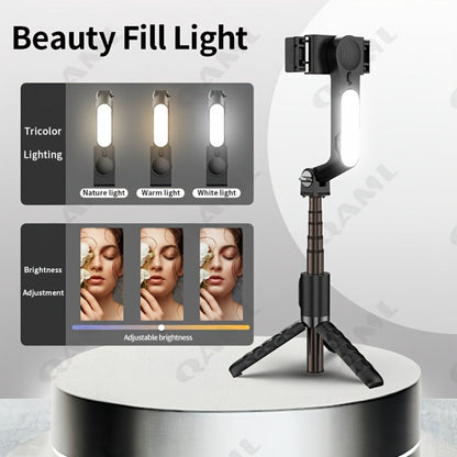 3-in-1 Phone Gimbal Stabilizer with Selfie Stick & Tripod Stand, 1-Axis Anti-Shake Handheld Stabilizer for iPhone & Android