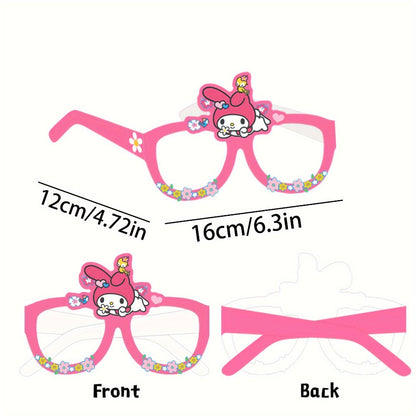 Sanrio Photo Booth Glasses Props 12 Pcs Hello Kitty Kuromi My Melody Cinnamoroll Gudetama for Parties, Celebrations and Guest Favors