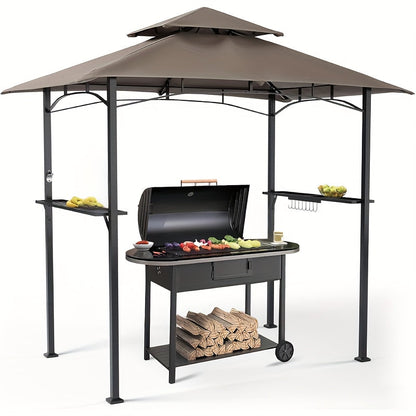 Grill Gazebo 8x5ft Double Tiered BBQ Canopy 8 Hooks Backyard Poolside for Grilling, Camping and Outdoor Meals