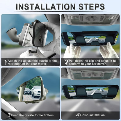 Anti-Glare Rearview Mirror 12" Wide Angle Panoramic – Universal Clip-On Convex Mirror for Car, SUV & Truck