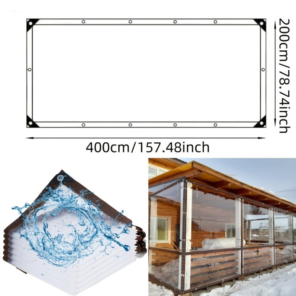 Clear Tarp Thickened Outdoor Cover with Sealed Edges, Transparent Rain Tarp for Patio, Porch Awning