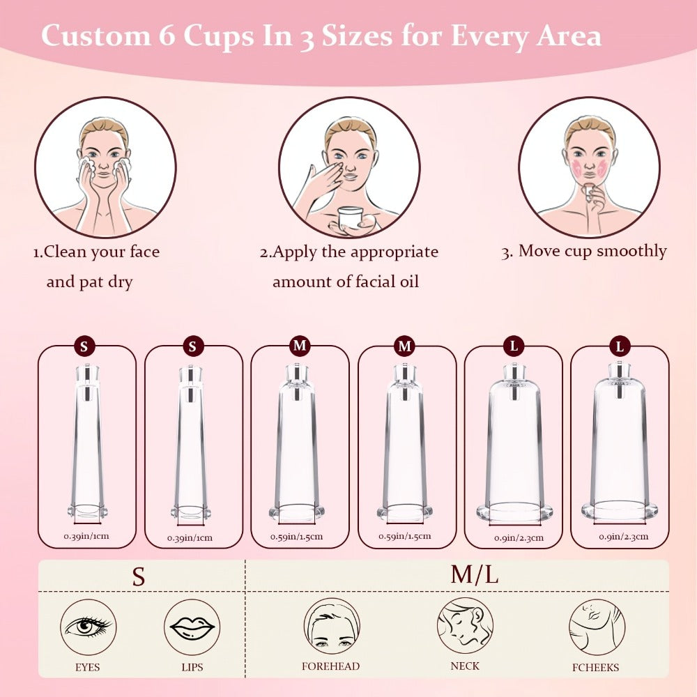 Facial Cupping Massage Device Electric 3-in-1 for Face Neck Eye, 9 Suction Levels 5 Frequencies 2 Modes