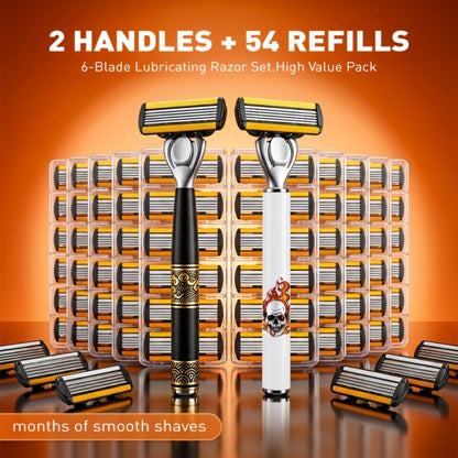 Men's Razor Set with Stainless Steel Replacement Blades – Reusable Handle & High-Capacity Blade Kit for Smooth Close Shave