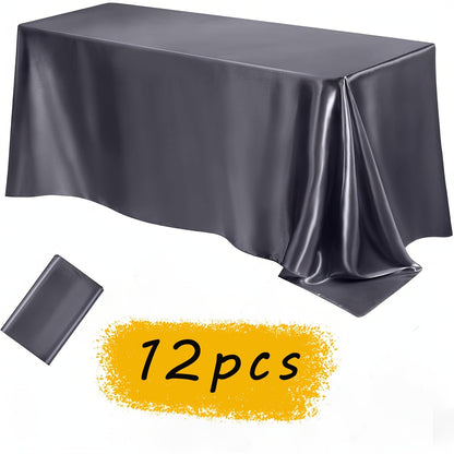 Tablecloth Satin Rectangle Cover 12-Piece Set in 57 x 102-Inch Size and Fourteen Colors for Events