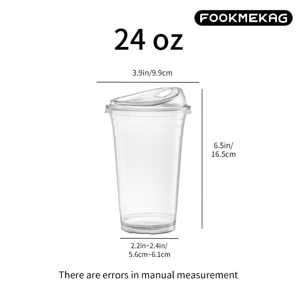 Disposable Clear PET Cups with Lids 50 Sets, Transparent Plastic Cups for Coffee Smoothies Cold Drinks Parties Picnics Travel