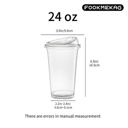 Disposable Clear PET Cups with Lids 50 Sets, Transparent Plastic Cups for Coffee Smoothies Cold Drinks Parties Picnics Travel