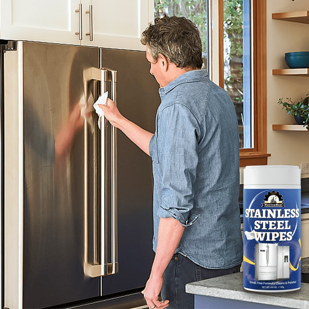 Stainless Steel Cleaning Wipes Kitchen 1 or 2 Barrel – Gentle Formula Safe for Hands, Quick Deep Cleaning of Stainless Steel Appliances