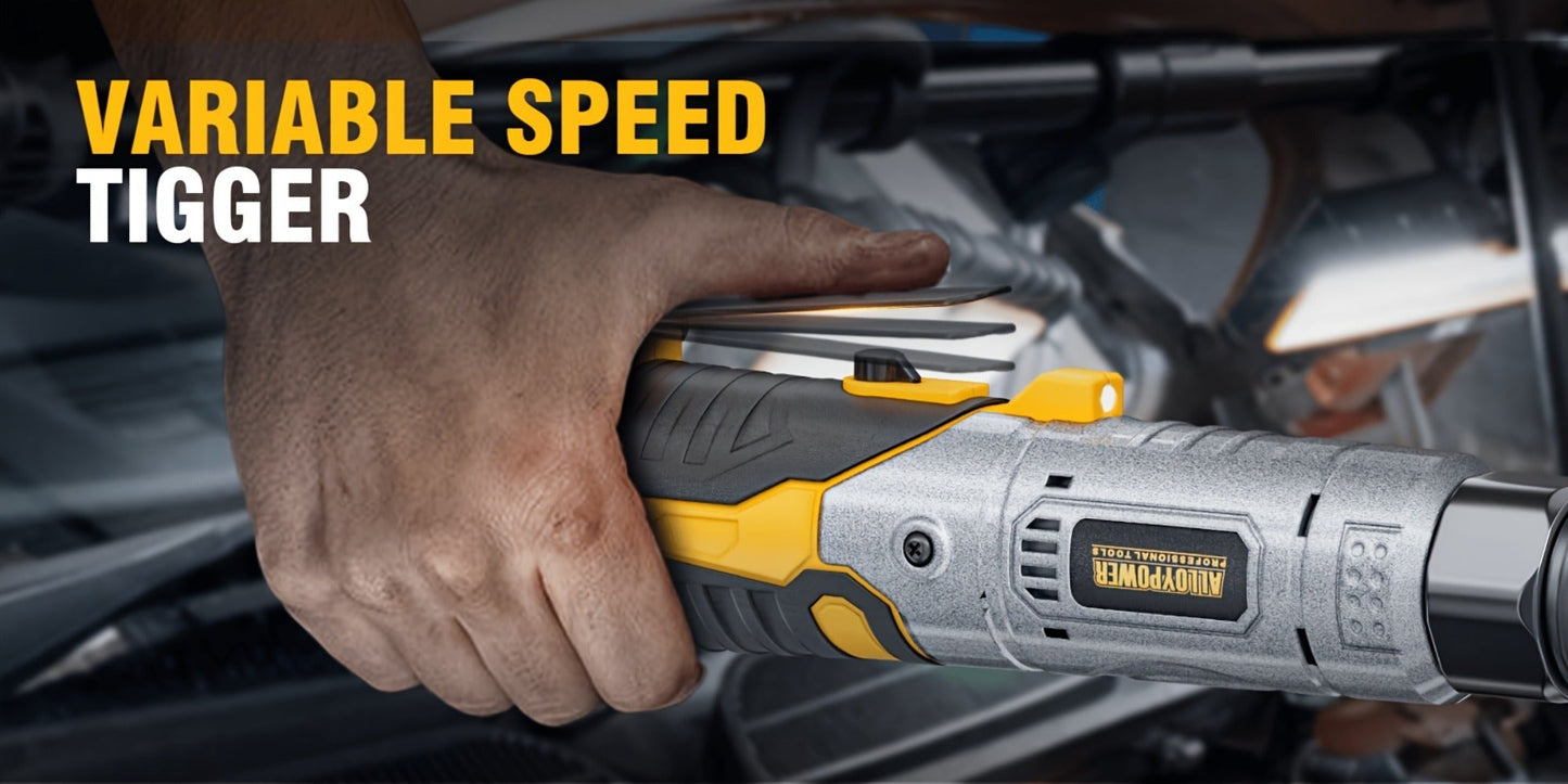 Cordless Electric Ratchet Wrench Set 3/8 Inch 12V 60 Ft-Lbs Power Ratchet Tool Kit with 2 Batteries