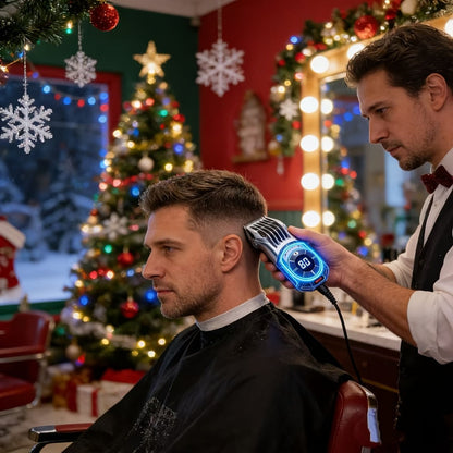 Professional Electric Hair Clipper Set for Men – 5-Speed LED Display Rechargeable Beard Trimmer & Hair Carving Kit