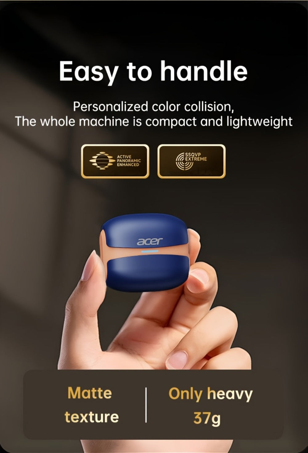 ANC Wireless Earbuds Acer Official TWS In-Ear Active Noise Cancellation Spatial Audio for Bedside Audio, Alarms and Room Entertainment