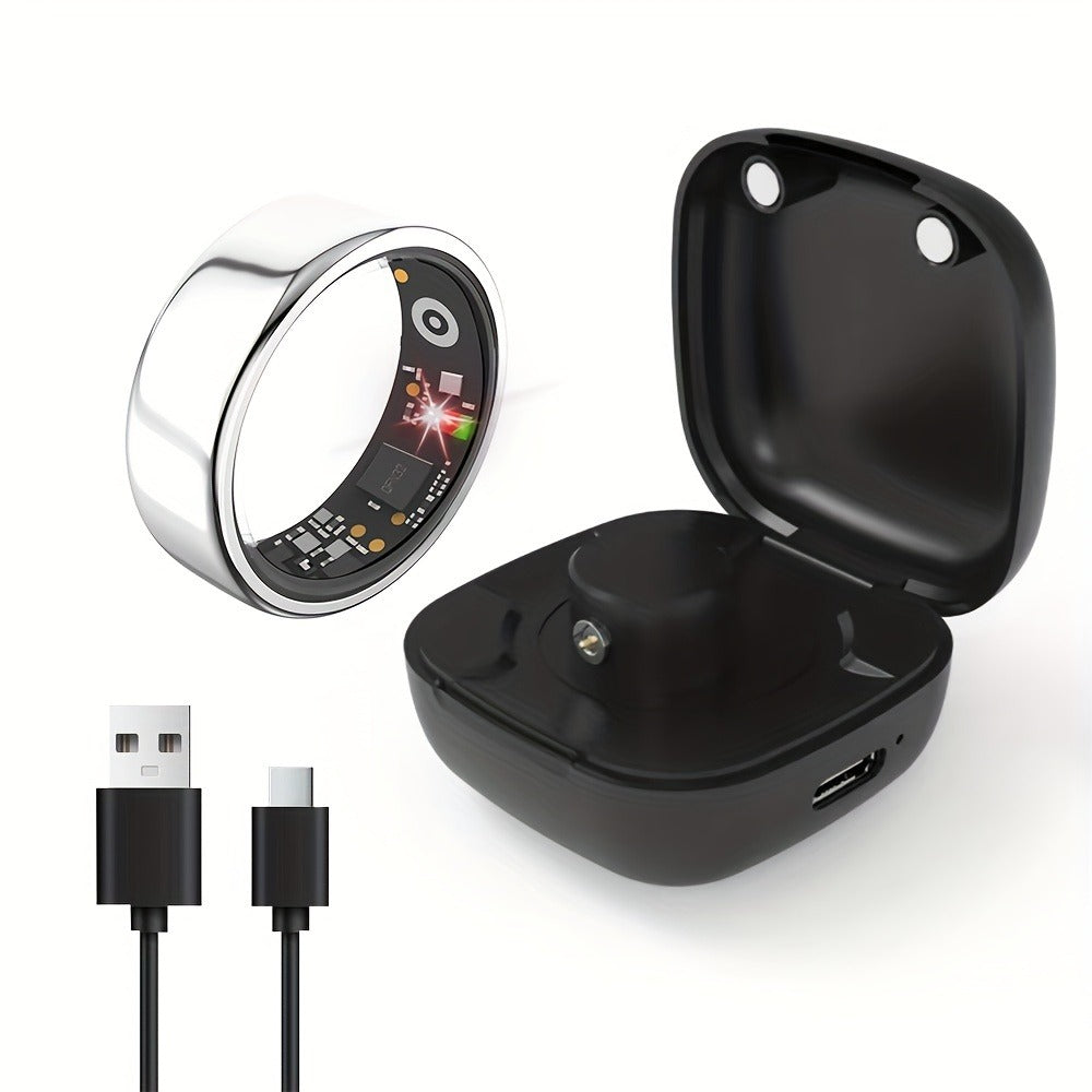 R18 Smart Ring Activity Tracker with 20+ Workout Modes – Sleep & Stress Monitor, Heart Rate, iPhone & Android Compatible, USB Charging