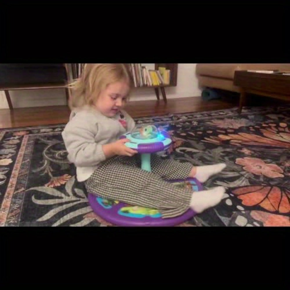 Dinosaur Sit and Spin Toy for Toddlers with Music & LED Flash Lights, 360° Spinning Seat Interactive Sensory Toy for Kids 18 Months+