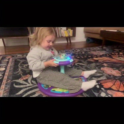 Dinosaur Sit and Spin Toy for Toddlers with Music & LED Flash Lights, 360° Spinning Seat Interactive Sensory Toy for Kids 18 Months+