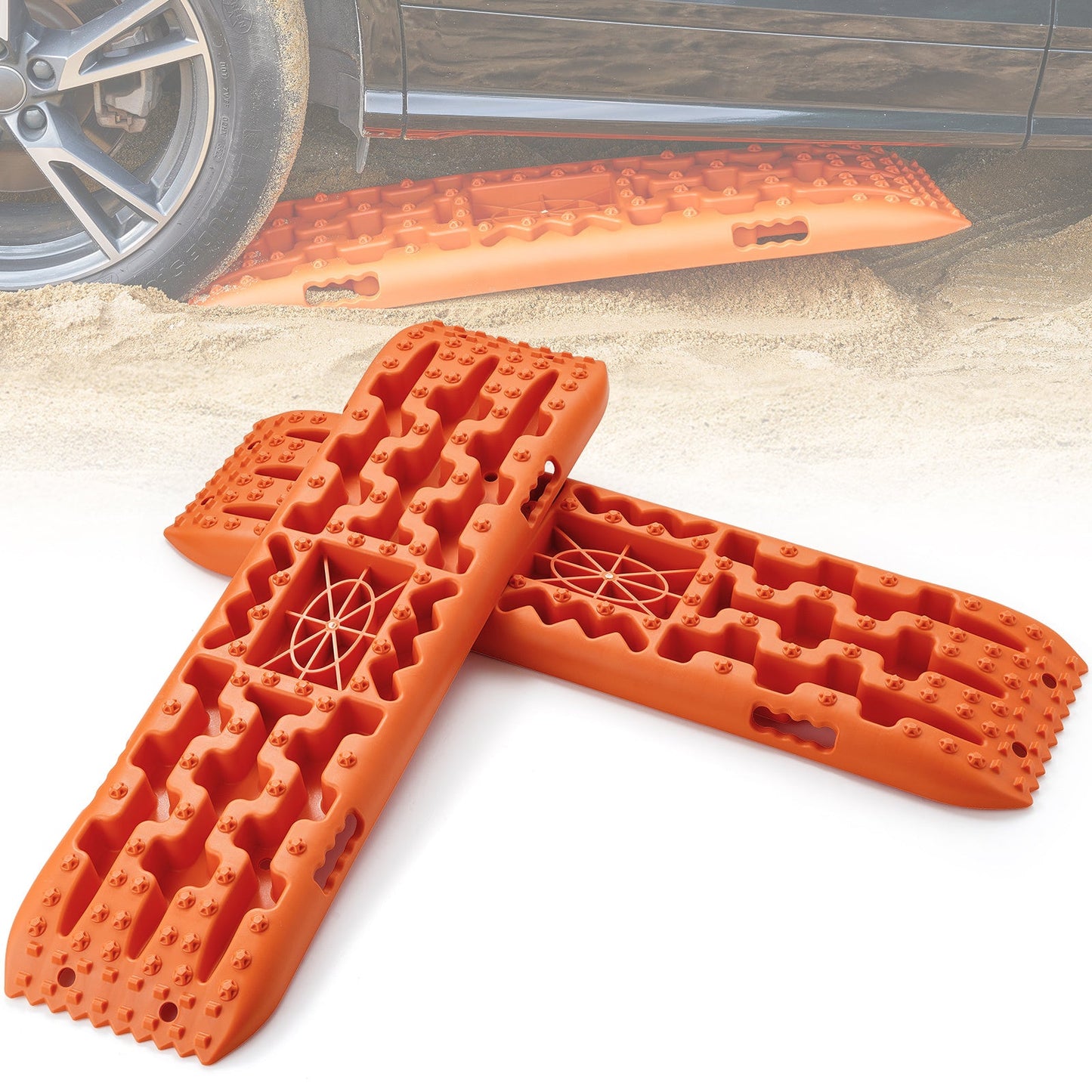 Traction Boards 2-Pack – 10-Ton Off-Road Vehicle Recovery Boards for Mud, Sand & Snow, High-Strength PP with Pull Straps & Storage Bag