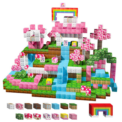 Magnetic Cube Building Set in 48-Piece or 110-Piece Pink, Blue, Green and Brown Fantasy Options