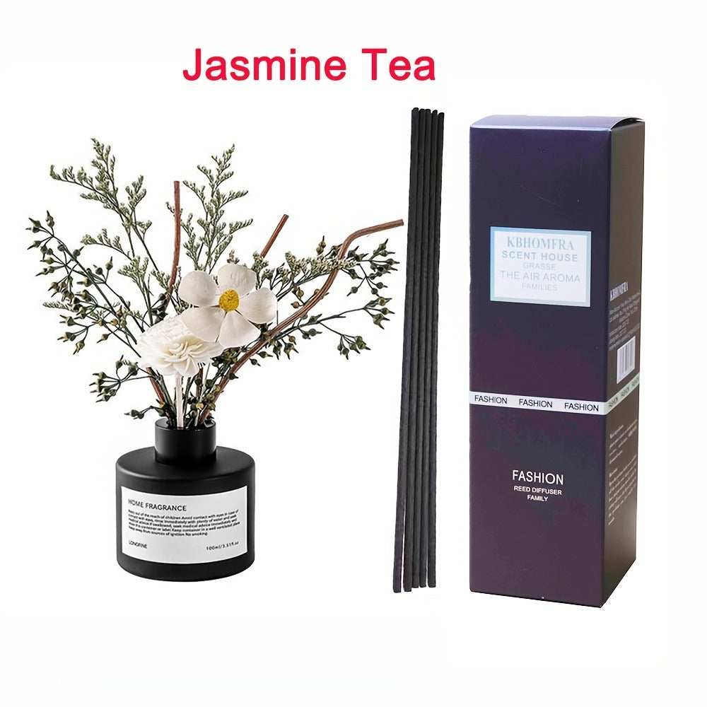 Reed Diffuser with Real Flowers & Essential Oil - Home Fragrance Scent Sticks for Bedroom Bathroom Living Room