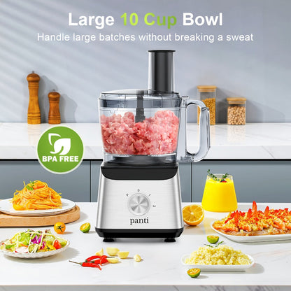 Food Processor 600W 6-in-1 Electric Food Chopper 12-Cup Bowl for Chopping Mincing Dicing for Entryways, Bedrooms and Living Spaces