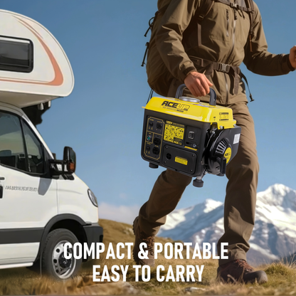 Gas Generator 1200W Portable Compact Ultralight - 900W Running 1200W Peak, 2-Stroke 71CC Engine, 6Hr Runtime
