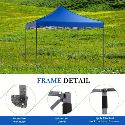 Open-Sided 10x10ft Pop-Up Canopy Tent with Peaked Fabric Top, Carry Bag and Blue or Red Finish