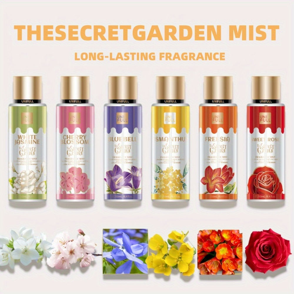 Floral Fruity Eau de Toilette Body Spray for Women 8.4oz – Long-Lasting Hair & Body Mist, 13 Scents Colorful Bottle