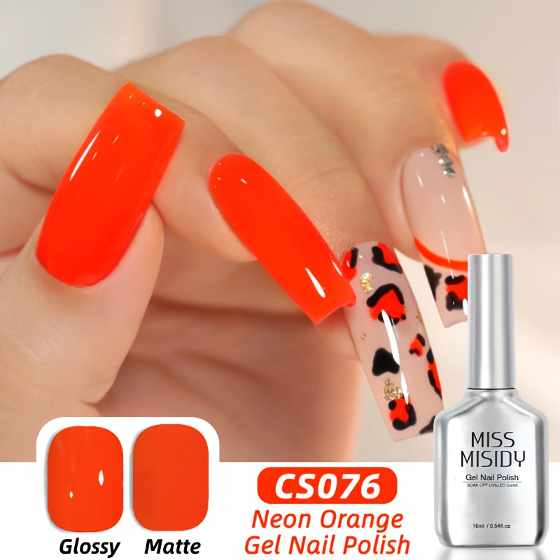 Gel Nail Polish CS076 in 0.54oz Neon Orange Translucent Jelly with Milky-Sheer Finish and UV/LED Soak-Off Cure