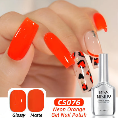 Gel Nail Polish CS076 in 0.54oz Neon Orange Translucent Jelly with Milky-Sheer Finish and UV/LED Soak-Off Cure
