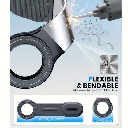 Flexible Gooseneck Car Phone Mount with Round Magnetic Head, Dashboard Base and Two Black Model Options