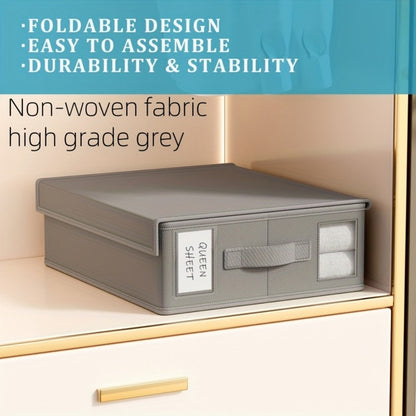 Four-Pack Bed Sheet Storage Boxes with Clear Windows, Labels and Oxford or Nonwoven Fabric Options