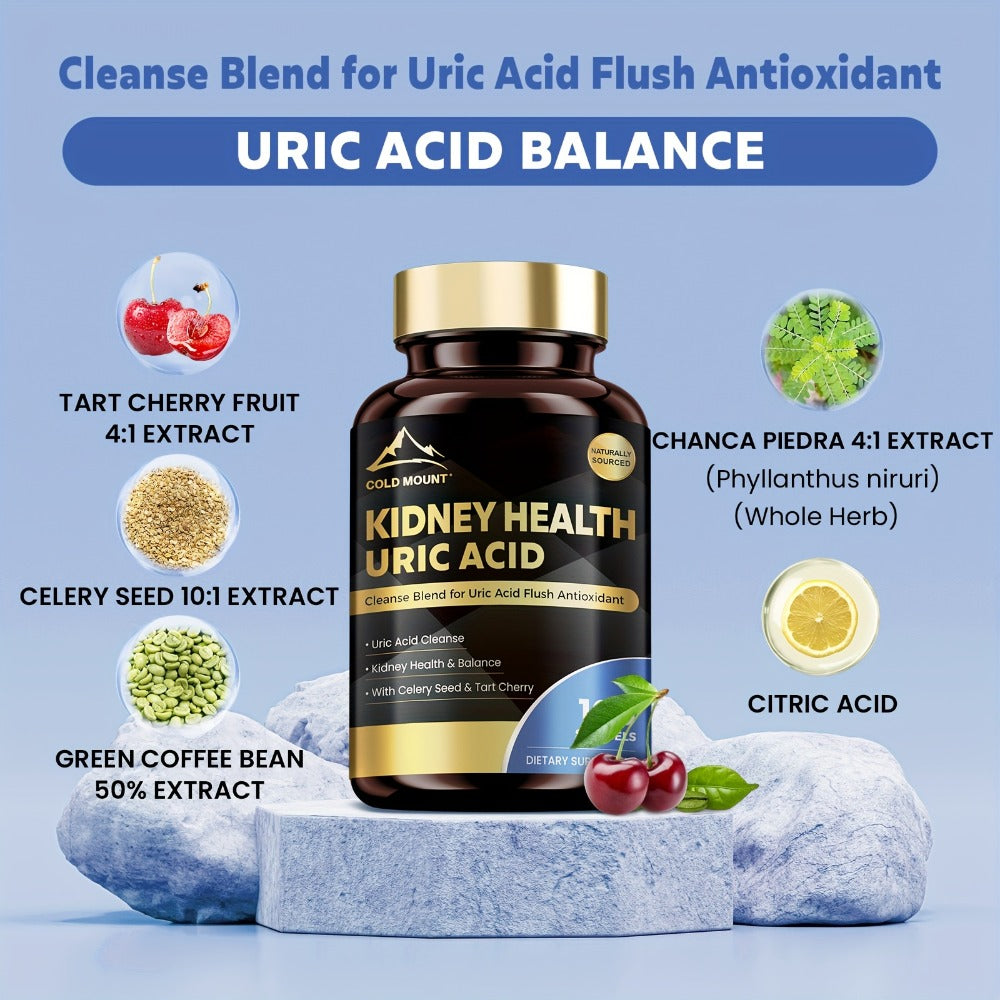 Uric Acid Balance Supplement 100 Capsules 50 Day Supply with Tart Cherry, Celery Seed & Citric Acid for Kidney Health