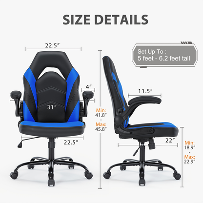 Ergonomic Gaming Chair with Rotating Armrest Lumbar Support & Headrest – Esports Racing Style Computer Office Chair with Footrest for Home