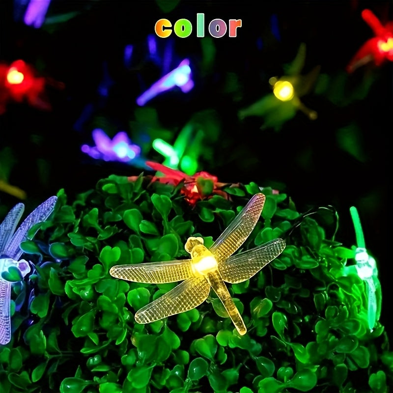Solar Dragonfly String Lights Outdoor 30 LED 8 Modes, for Garden, Pathway and Patio Lighting