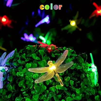 Solar Dragonfly String Lights Outdoor 30 LED 8 Modes, for Garden, Pathway and Patio Lighting