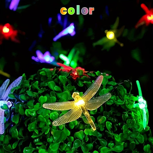 Solar Dragonfly String Lights Outdoor 30 LED 8 Modes, for Garden, Pathway and Patio Lighting