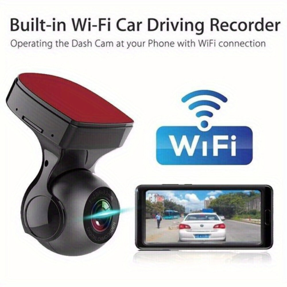 1080P WiFi Dash Cam 170° Wide Angle – HD Car DVR with G-Sensor, Loop Recording, Night Vision, Smartphone App View