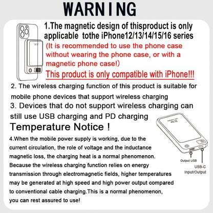 10000mAh Compact Magnetic Power Bank with 22.5W Wired Marking, Percentage Display and Four Colors