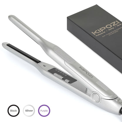 Mini 0.3 Inch Hair Straightener 2-in-1 Curler Titanium Plates 5 Heat Settings 450°F, for Home, Travel and Salon Hair Styling