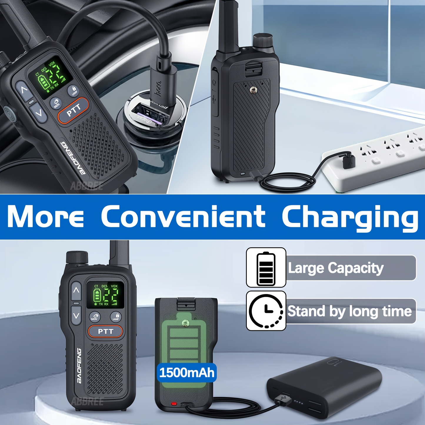 FRS Two Way Radio Rechargeable, BAOFENG BF-T18 Walkie Talkies Long Range with NOAA Weather Alert, VOX Hands-Free, 1500mAh USB-C Battery