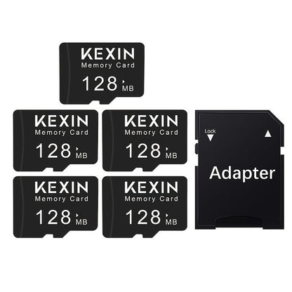KEXIN MicroSD Memory Card 5-Pack in 128MB, 256MB or 512MB Capacity Options with One Full-Size SD Adapter