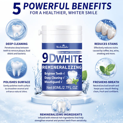 Hydroxyapatite Tooth Powder 2-Pack Remineralizing Fluoride-Free Deep Cleaning Whitening Mint Toothpowder