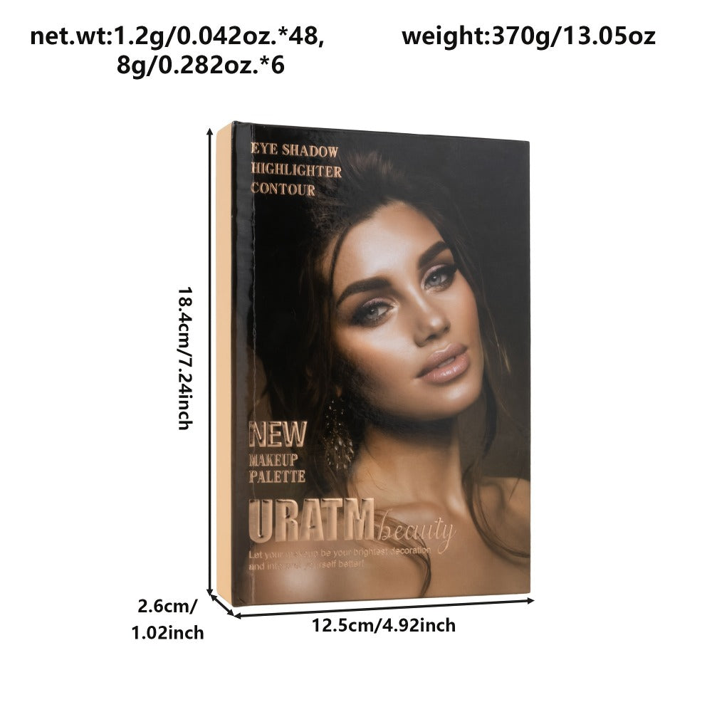 3-in-1 Eyeshadow Blush Highlighter Palette Loose Powder Book-Style Folding Compact Buildable, for Makeup, Travel and Everyday Vanity Use
