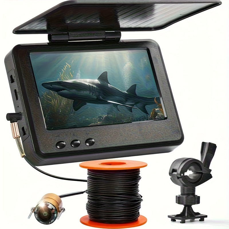 Underwater Fishing Camera with 4.3" HD Screen – Fish Finder with 140° Wide Angle Lens, Fish-Attracting Light