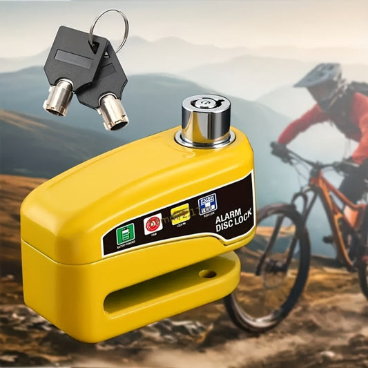 Motorcycle Disc Brake Lock with 110dB Alarm, Anti-Theft Security Lock for Motorcycles Bicycles Scooters, Motion-Activated Loud Alarm Wheel