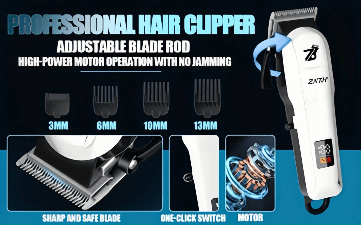 Professional Hair Clipper Kit 9-in-1 Trimmer for Haircut Bald Head Shaving LCD Display for Everyday Face, Beard and Body Grooming