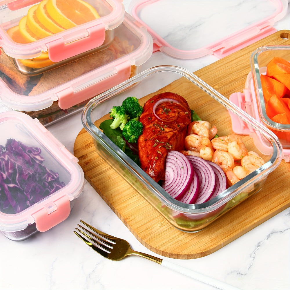 Glass Food Storage Containers with Airtight Lids – Borosilicate Glass Meal Prep Containers Set, Microwave Dishwasher Freezer Safe