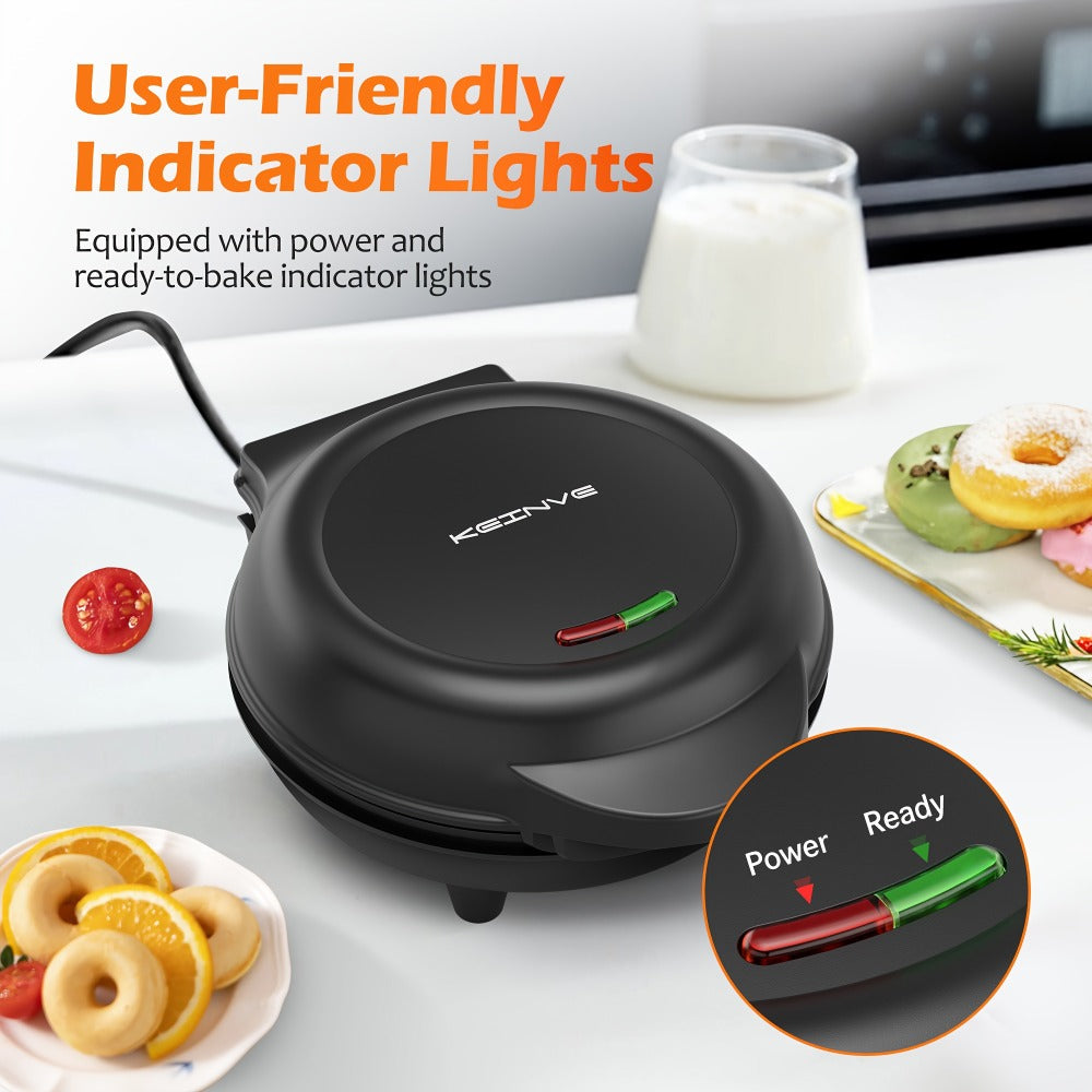 Mini Donut Maker Machine 7 Slots - Non-Stick Electric Donut Maker for Kids, Quick Breakfast Snack Dessert Baking