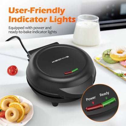 Mini Donut Maker Machine 7 Slots - Non-Stick Electric Donut Maker for Kids, Quick Breakfast Snack Dessert Baking