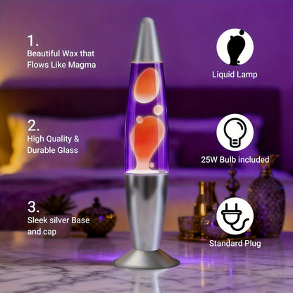 Lava Lamp 16 Inch for Bedroom Living Room Office, Relaxing Liquid Motion Lamp with Purple Water Yellow Wax