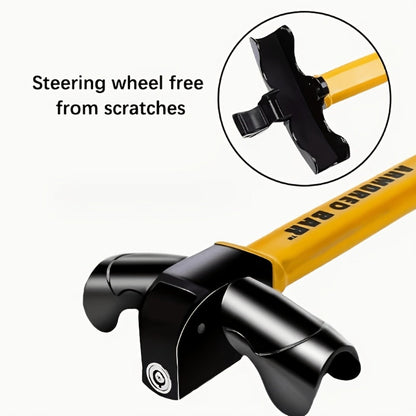Universal Car Steering Wheel Lock Anti-Theft T-Bar – Heavy-Duty Thick Steel, Cut-Resistant, Computer-Coded Crescent Cylinder