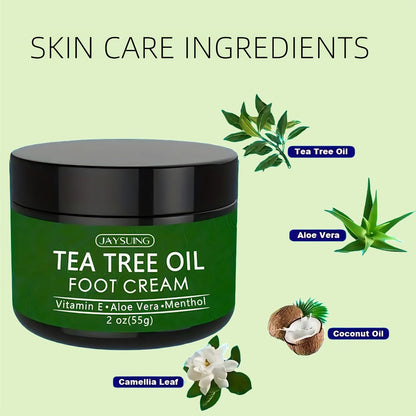 Tea Tree Oil & Coconut Oil Foot & Hand Cream 2-Pack, Deep Moisturizing for Dry Cracked Heels, Rough Hands &